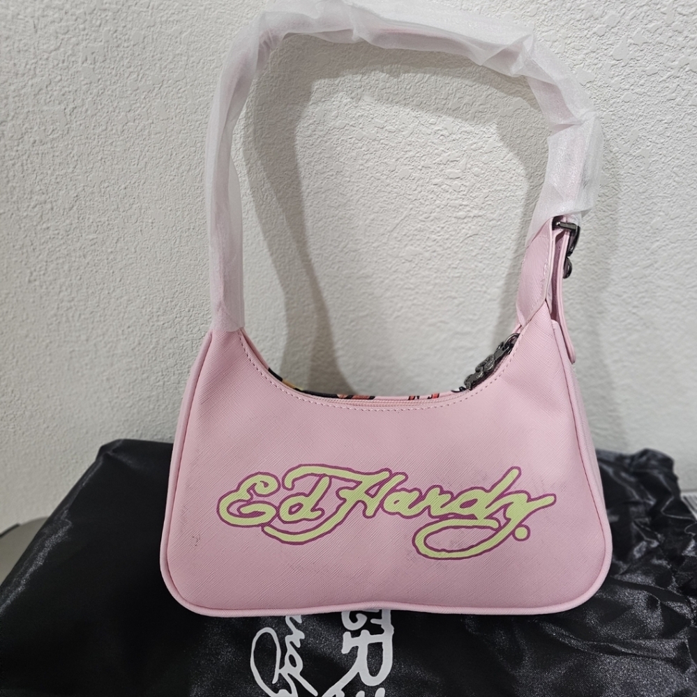Ed Hardy Pink Tiger Graphic Shoulder Bag - Picture 2 of 2